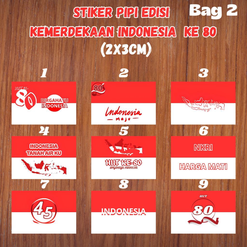 

Bag2 100pcs Stiker Pipi Bendera Indonesia Stiker Kemerdekaan Indonesia murah