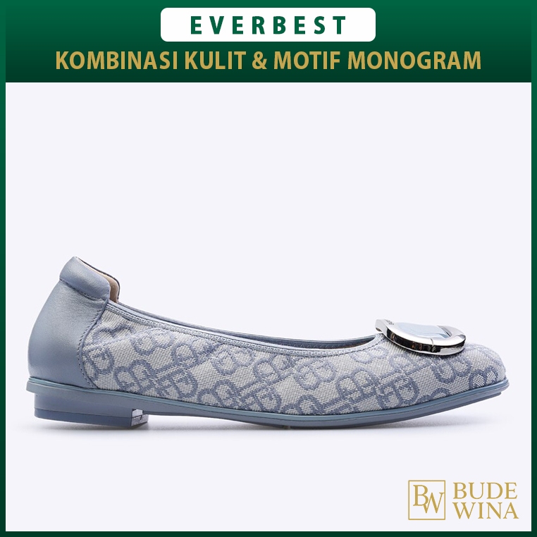 EVERBEST SEPATU FLAT SHOES WANITA ORIGINAL KULIT ASLI BIRU EW08