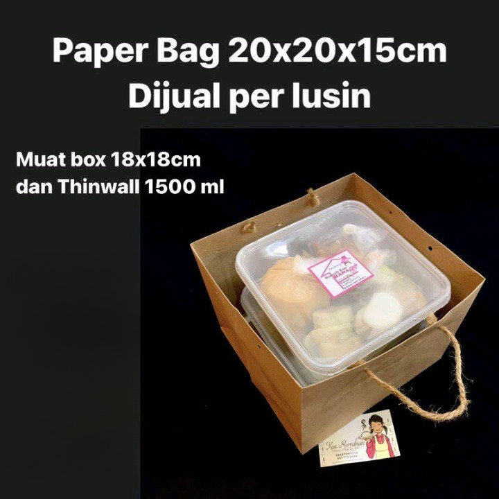 

12 Pcs Tas Hampers Coklat Polos 20x20x15cm Goodie Bag Dus Kue Thinwall