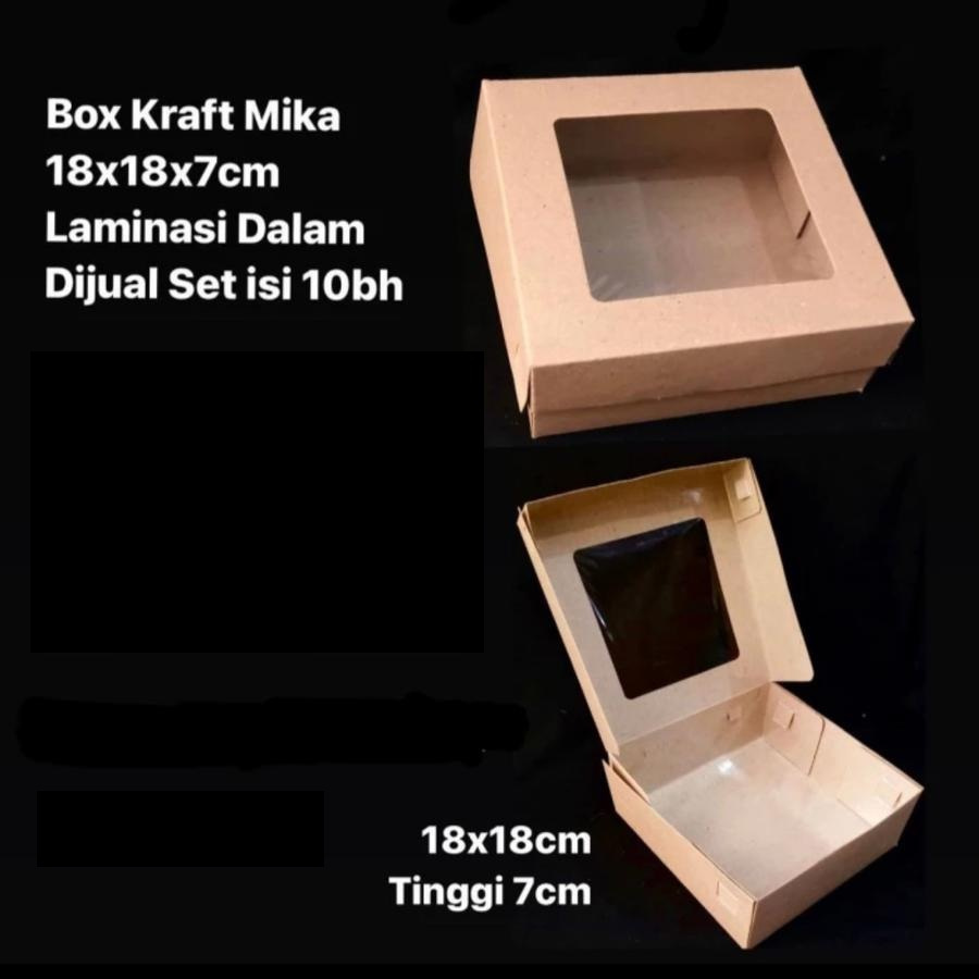 

(10 Pcs)Kotak Nasi Sayur Coklat Polos 18x18x7cm Box Kue Cake Packaging Laminasi