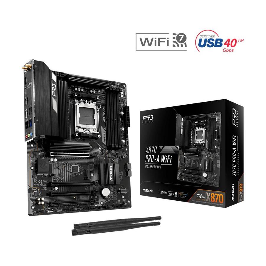 Motherboard ASROCK X870 Pro-A WiFi (AM5, AMD, X870, DDR5, USB3.2, SATA3)