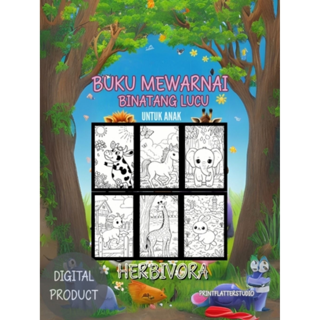 

Buku Mewarnai Hewan Herbivora 25 Halaman | Paper Tebal & Anti Black Tinta | Cocok untuk anak-anak