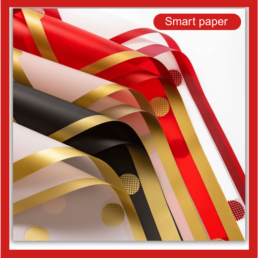 

Kertas Buket Bunga Motif Polkadot List Gold Flower Wrapping Paper Polkadot Cellophane KB099