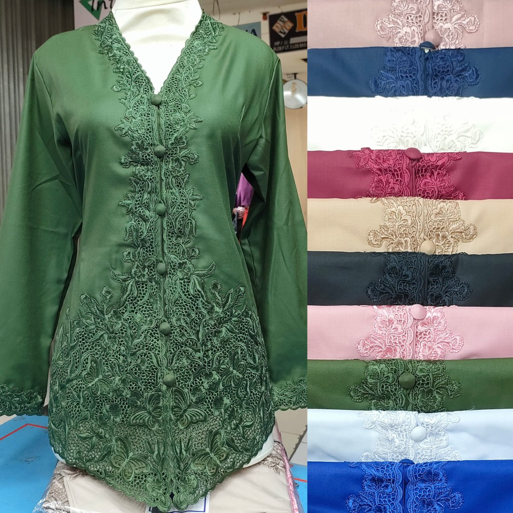 Kebaya encim terbaru / kebaya encim bordir katun toyobo / kebaya encim polos senada