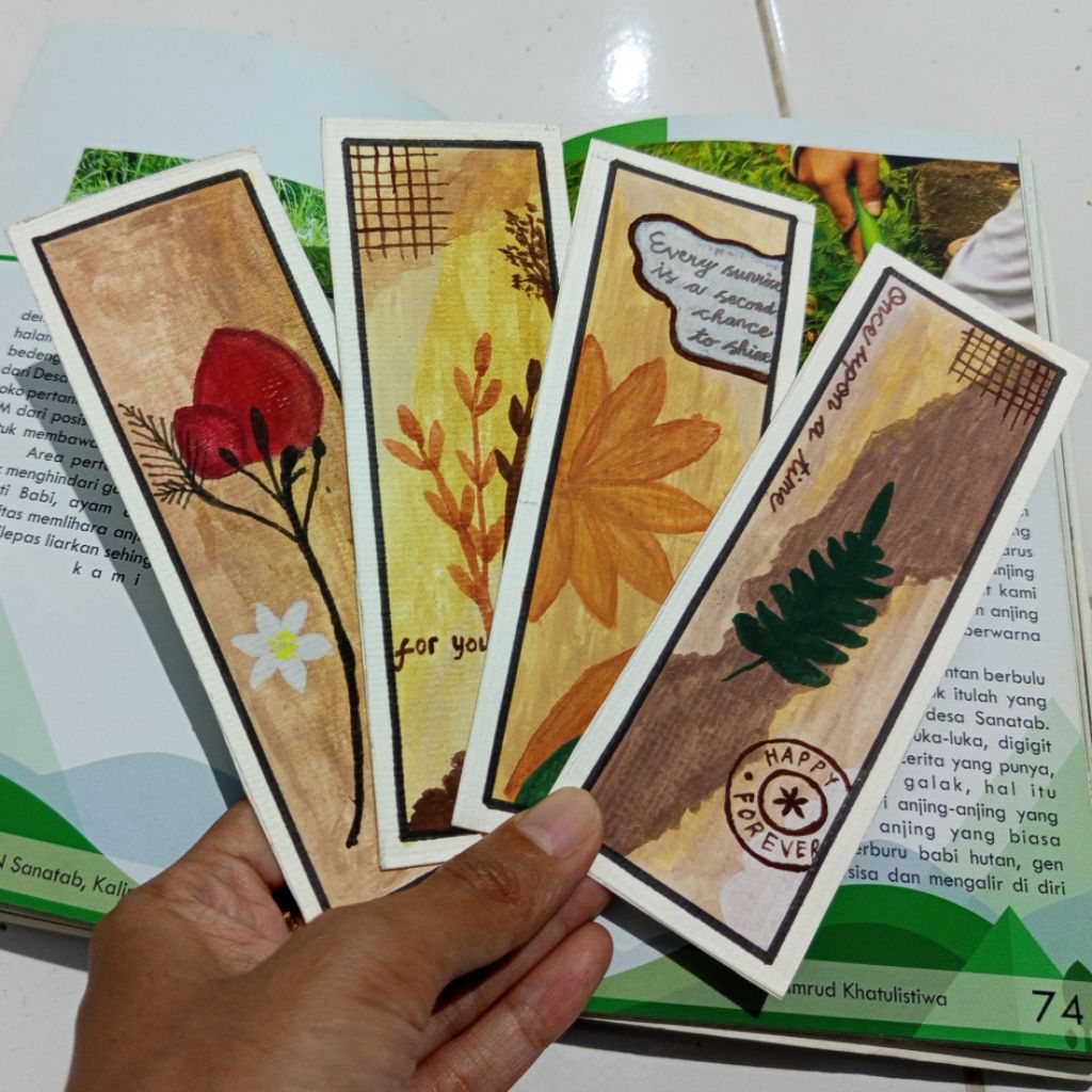 

[Handmade] Pembatas Buku Lukisan Tangan Tema Vintage