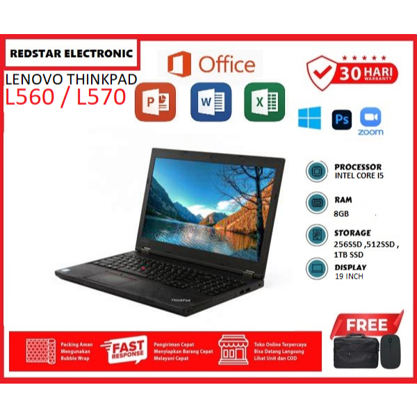 Laptop LENOVO Thinkpad L560/L570 Intel Core i5 gen 6th RAM 8GB/256SSD - FREE Mouse & Tas