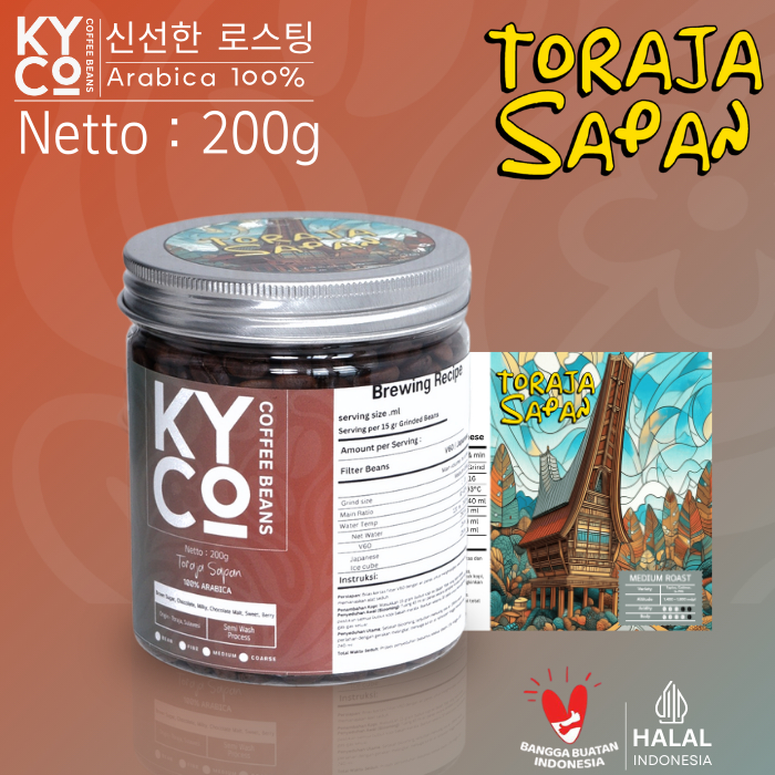 

Biji Kopi Arabika Toraja Sapan 200 gram - Gayo Arabika Semi Wash Grade 1 | Roast Beans | Brewing | Medium Roast | Fillter | Blend Kopi | Kiyowo Coffee Roastery