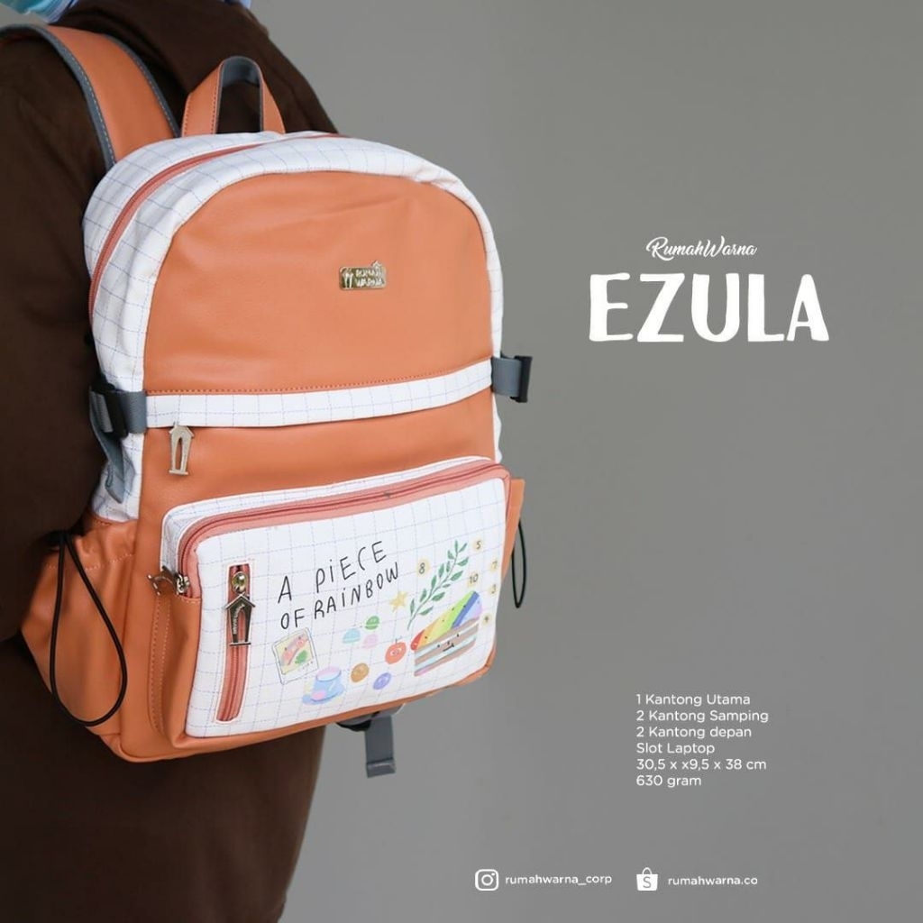 Ezula Ransel Rumah Warna Ransel Premium Vinyl Waterproof Ransel Laptop Ransel Kuliah Ransel Sekolah 