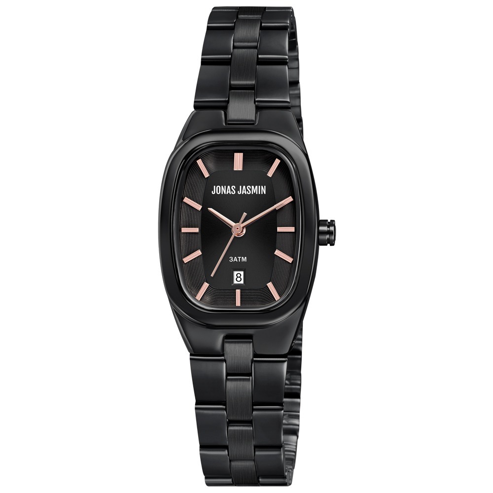Jonas jasmin Passion 2B53 Black Dial Black Stainless Steel Strap for Women