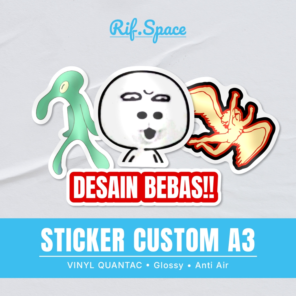 

Stiker Bebas Custom A3 Waterproof - Vinyl Quantac | Sticker Pack Motor Helm HP Laptop