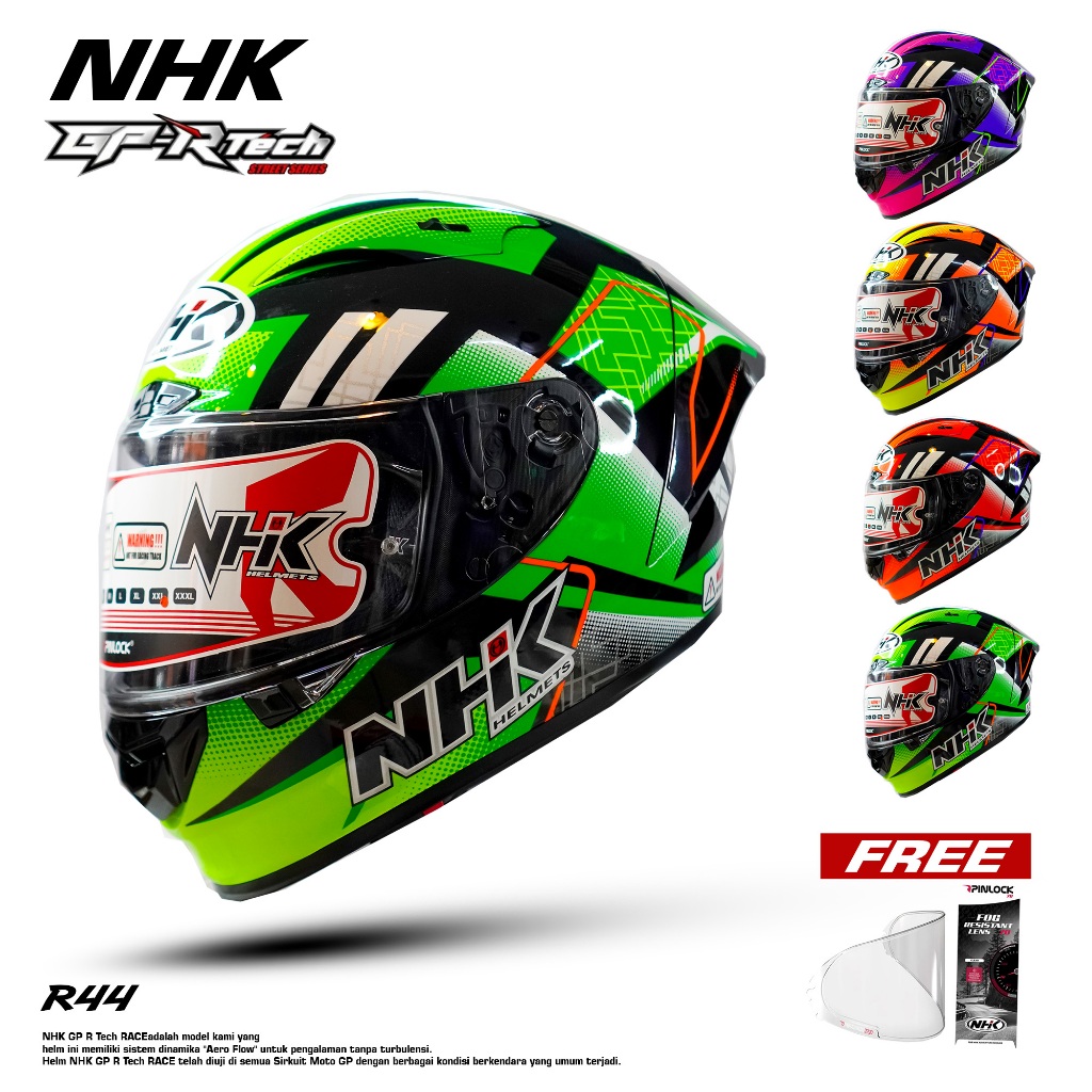 HELM NHK GPR TECH STREET R44 GP-R FULL FACE HELMET ORIGINAL SNI NEW TERBARU
