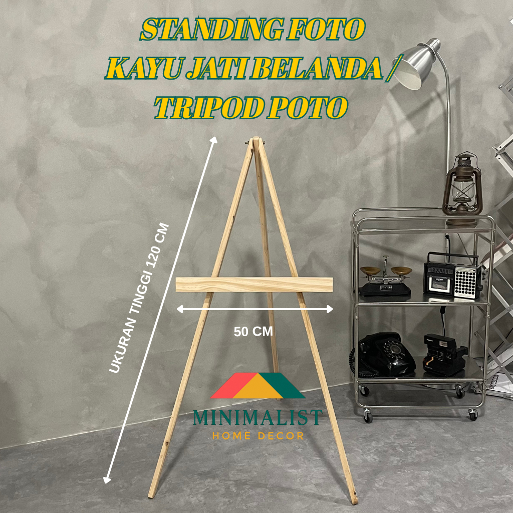 

Standing foto stand kayu jati tiang poto easel stand poto