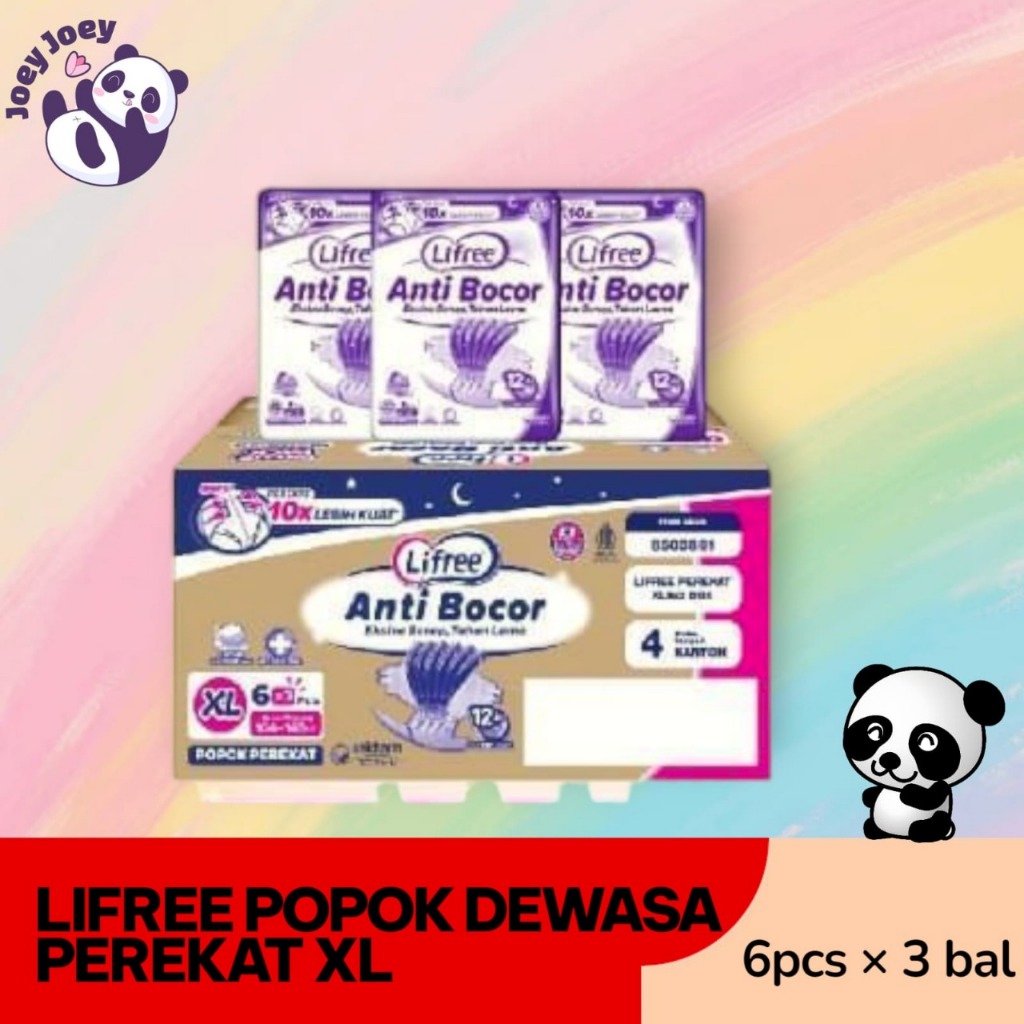 Lifree Popok Dewasa XL6 x 3 | Popok Dewasa Perekat XL 6
