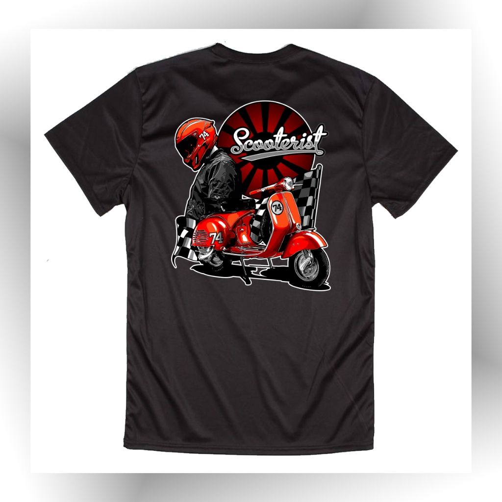 VESPA Kaos Pria Distro Vespa Keren / Baju Vespa Resger Keren / Kaos Vespan Katun 24s Desain 2