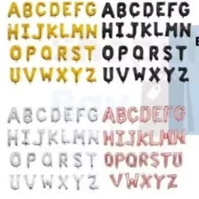 BALON HURUF BONDOWOSO / BALON HURUF SILVER /BALON HURUF HITAM / BALON GOLD