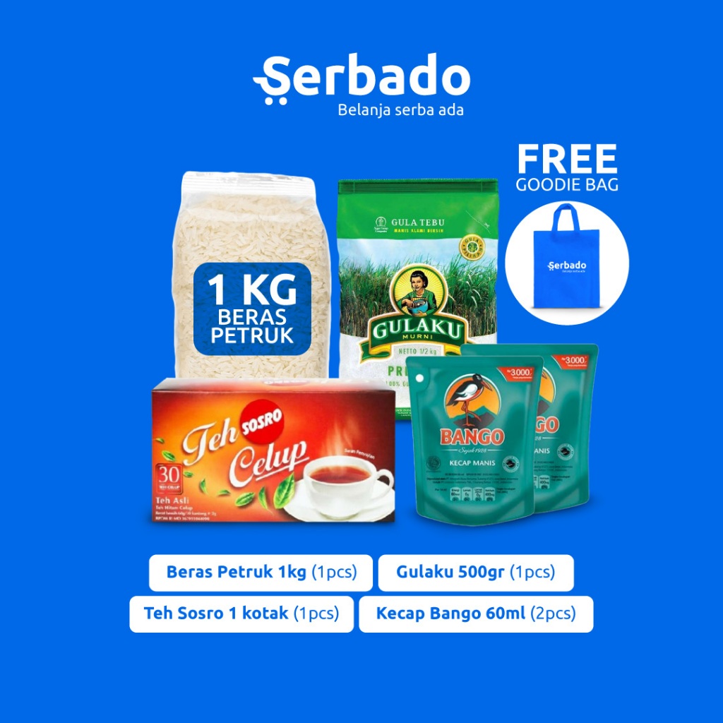 

Paket Sembako Hemat 3 - Beras/Gula/Teh Sosro/Kecap Bango (GRATIS Goodie Bag)