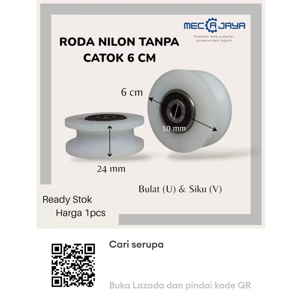 RODA NILON BUBUT PAGAR STAINLESS 6 cm roda pagar nillon roda pintu besi stainless roda nilon pintu d