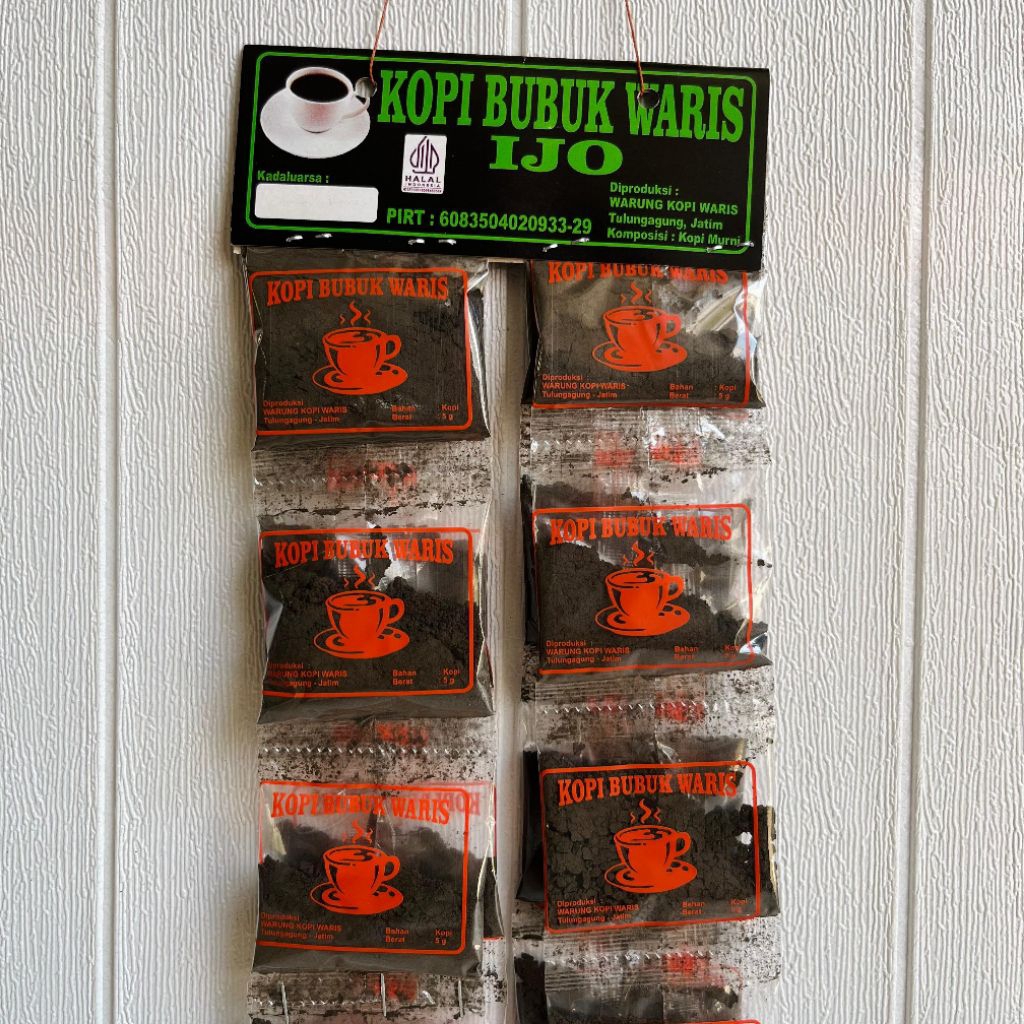 

Kopi Ijo Waris/Kopi Waris/20 Sachet/1 Renteng/Kopi Cethe/Kopi Bubuk
