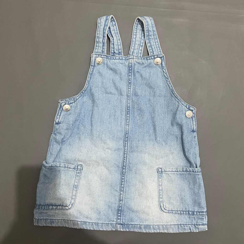 ANAK K327 (HNM ORI, PRELOVED) Dress JP Overall Rok Jeans Kancing Pendek Mini Midi Washed Light Blue 