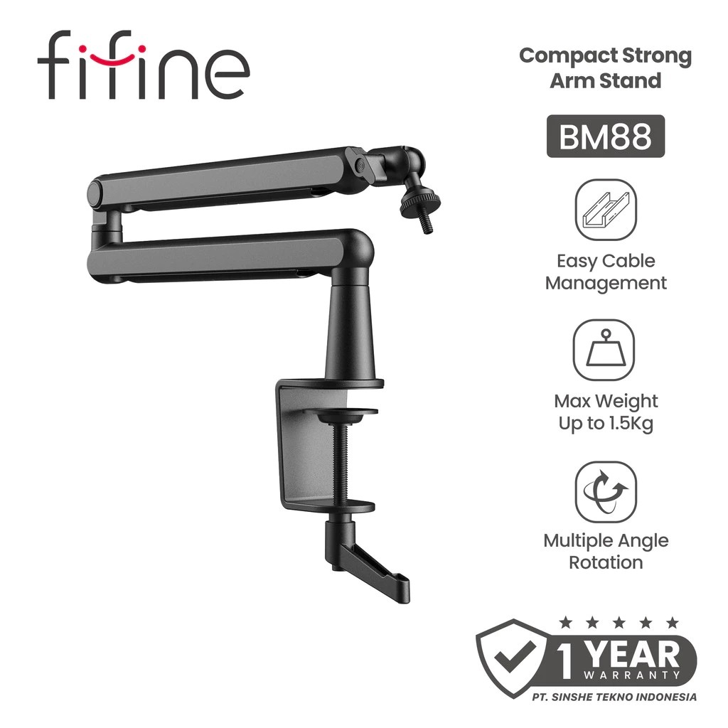 FIFINE Mic Boom Arm Stand Universal Mikrofon Adjustable 360° Strong Spring Max 2KG untuk Mic Standar