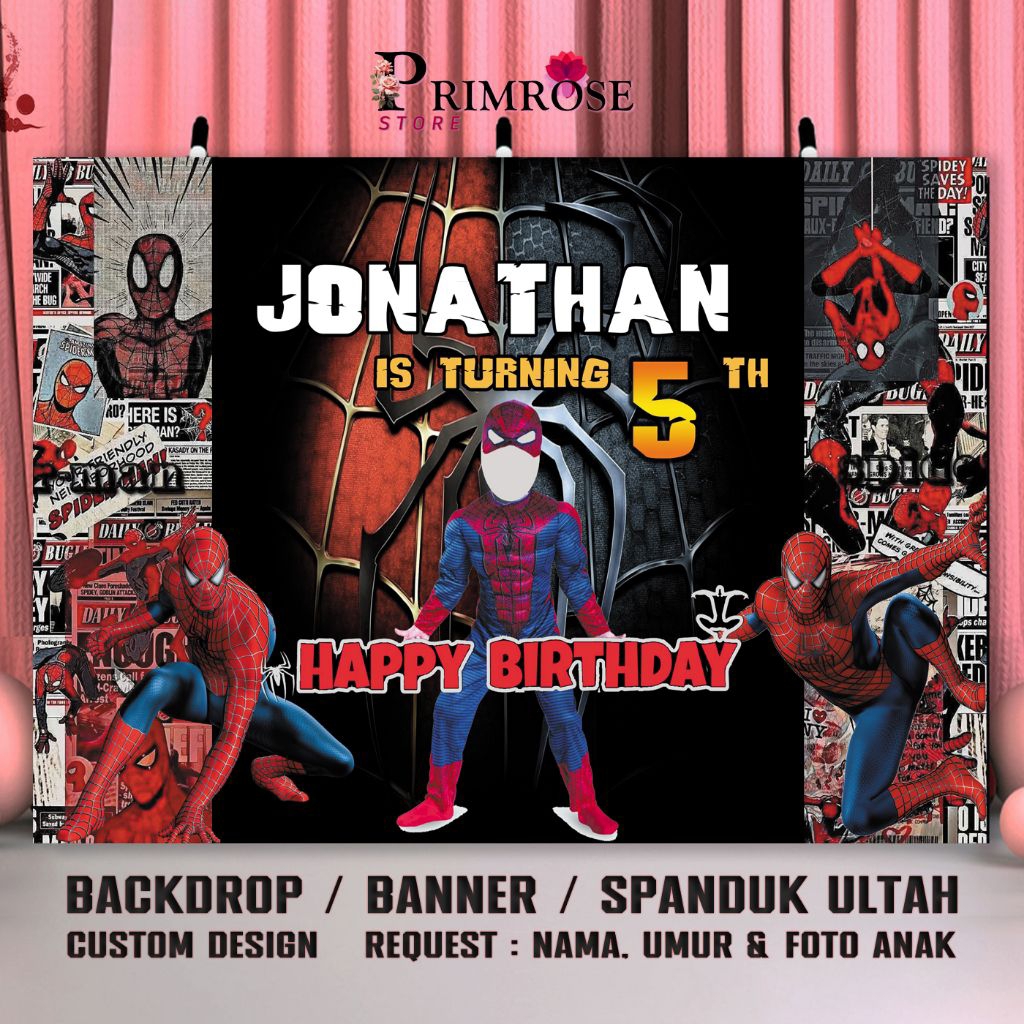 spanduk ulang tahun spanduk birthday spiderman avenger superhero marvel banner dekorasi pesta tema s
