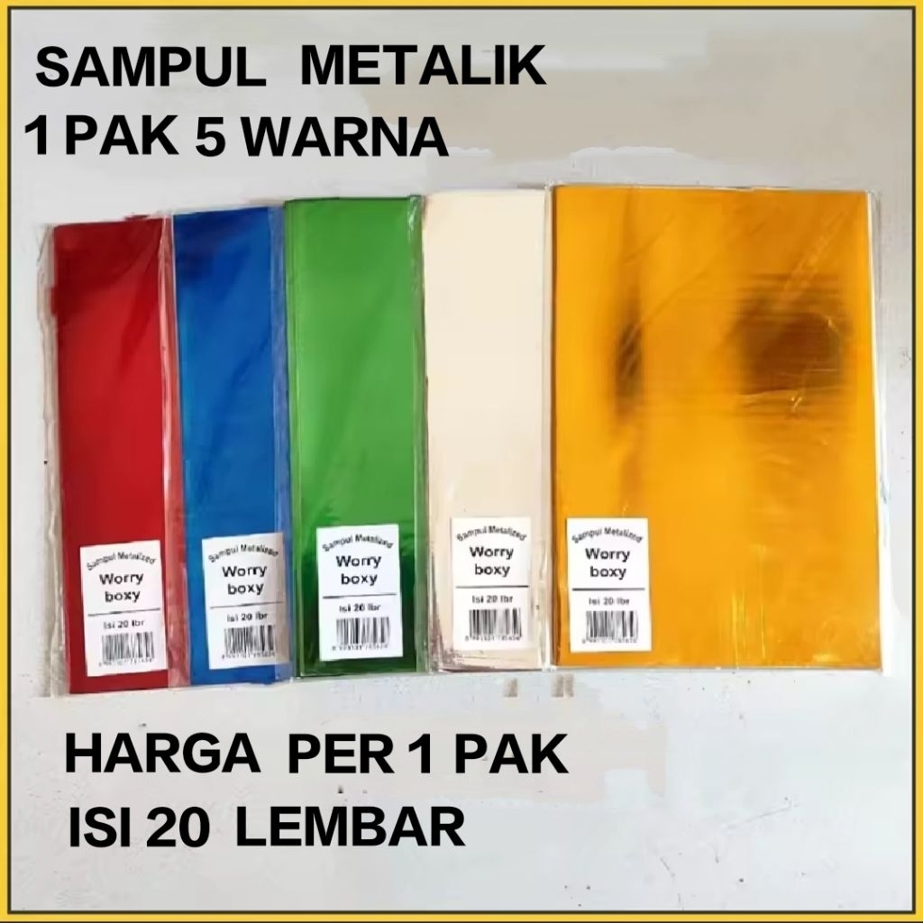 

1 Pak Sampul Metalik 1 Pak 5 Warna Ukuran Boxy & Kwarto