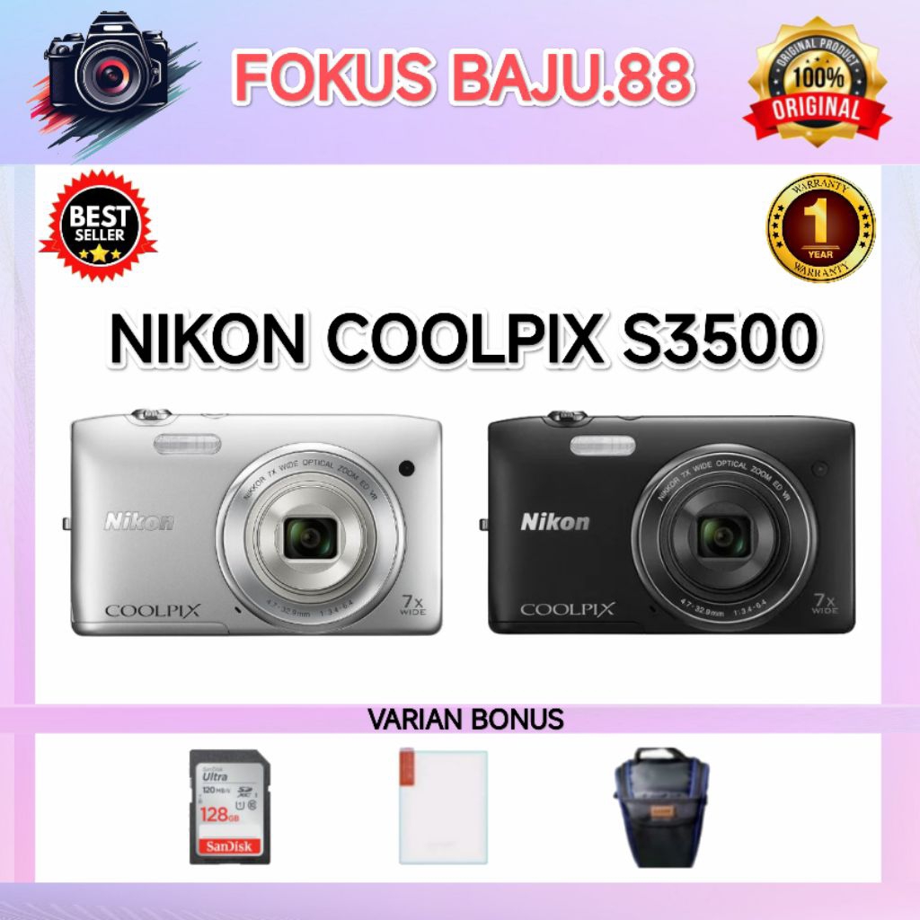 NIKON COOLPIX S3500 CAMERA DIGITAL / KAMERA NIKON S3500 / NIKON S3500