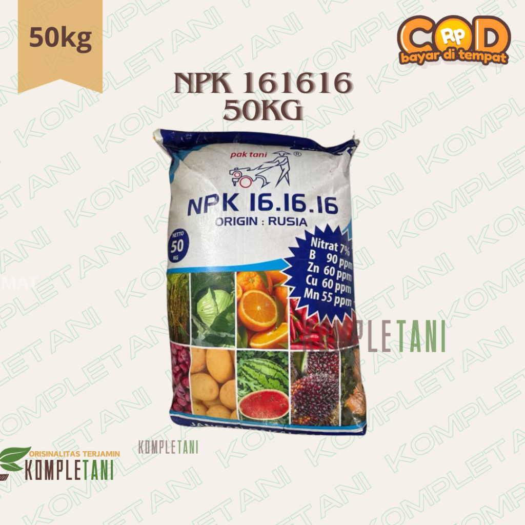 NPK 16-16-16 Pak Tani 50kg  1Sak– Pupuk Majemuk Lengkap untuk Tanaman Padi, Jagung, Sayur dan Buah