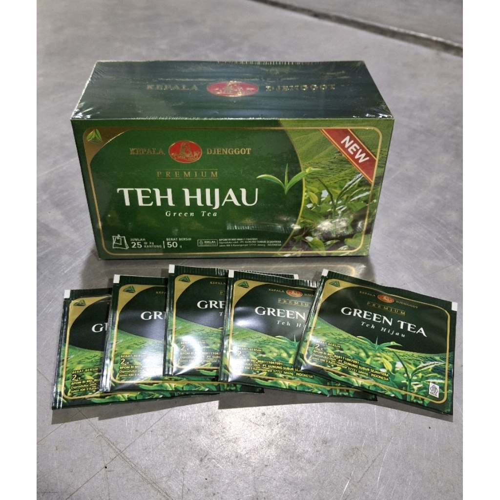 

TEH HIJAU CELUP KEPALA DJENGGOT PREMIUM GREEN TEA DIET 1 Box isi 25 sachet