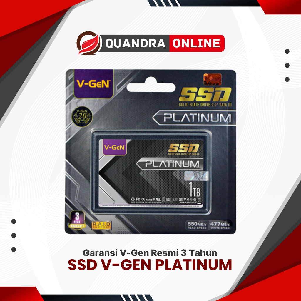 SSD V-GEN PLATINUM TINGGAL PASANG SAJA 128GB 256GB 512GB 1TB RX7 SATA III 6.0GB/s