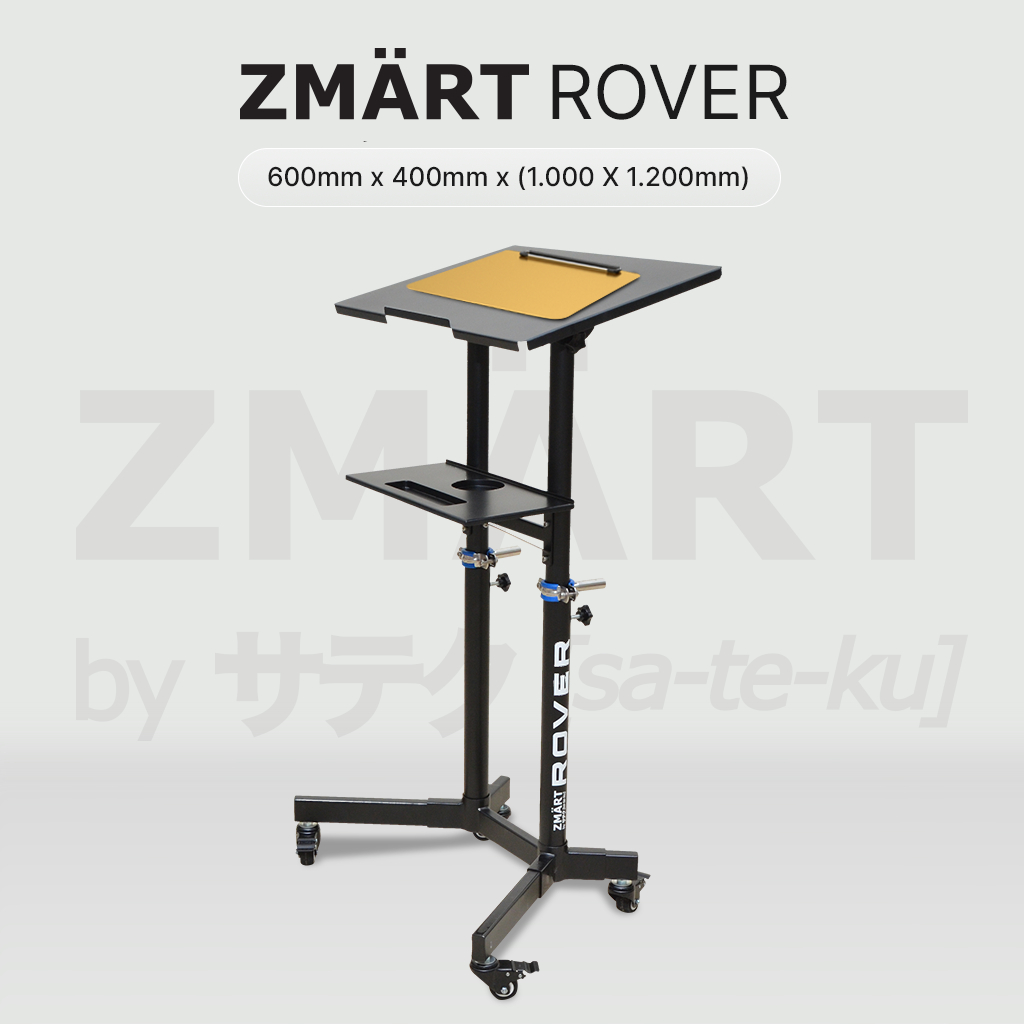 

ZMART ROVER (Table Top: 600x400 mm) | Adjustable Height Tilting Portable Table Working Station