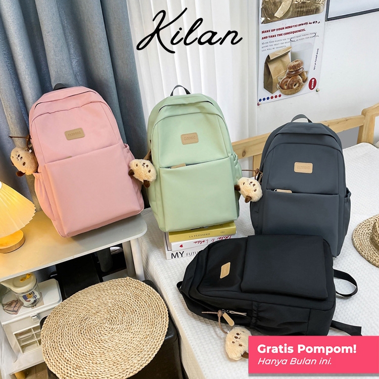 HUMAIRA Tas Ransel Wanita Korea Look Up Polos Simple Tas Backpack Cewek Sekolah Kuliah Estetik - RS0014