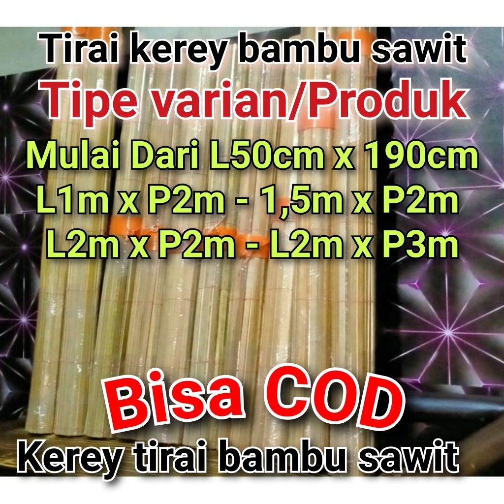 tirai bambu 2x2-2x3 free rol tali gulung