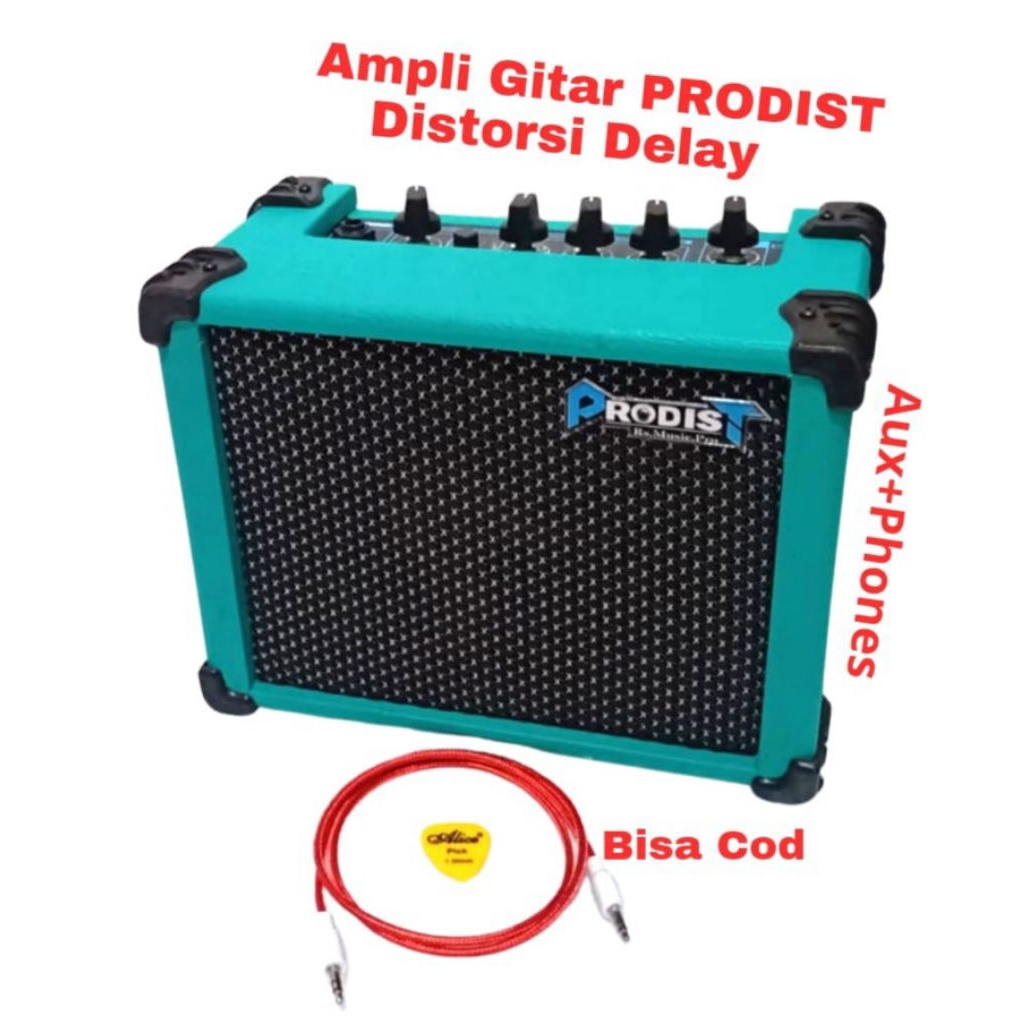 Ampli Gitar Mini PRODIST Delay Distorsi Aux+Phones / Ampli Gitar Mini Delay Distorsi Aux+Phones