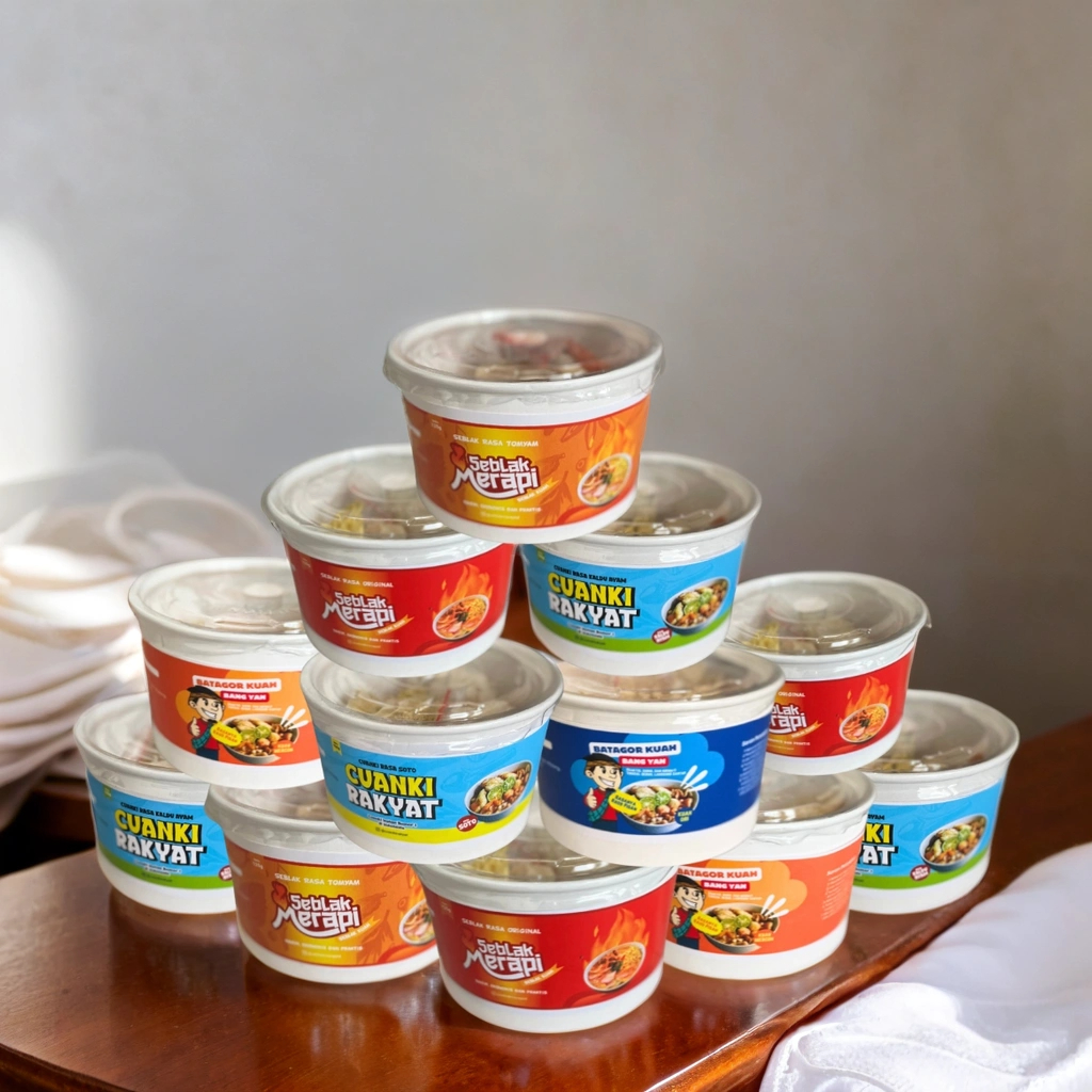 

(12 cup) Paket Usaha Siaga 2 Premium Seblak Merapi, Cuanki Rakyat, Batagor Kuah Bang Yan Instan