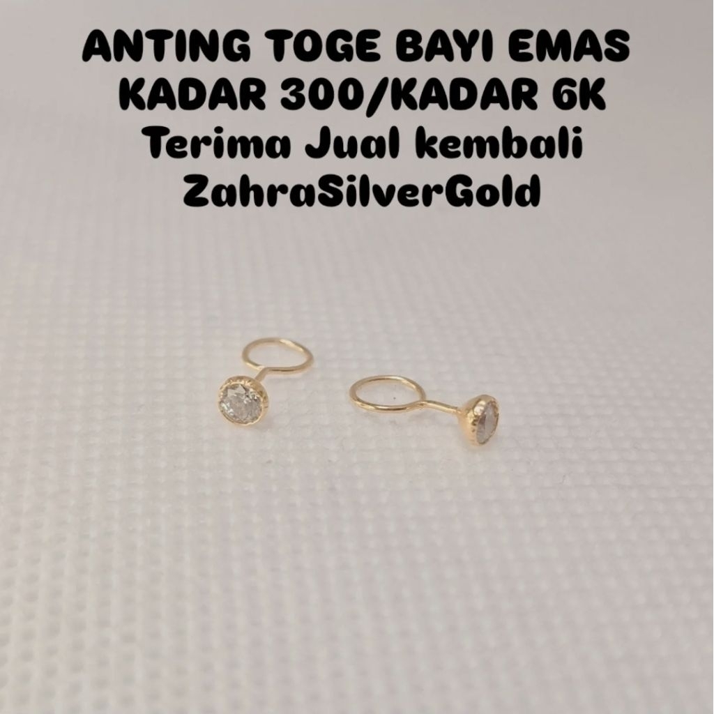 Anting Toge Bayi EMAS Muda Asli Gold 6k Kadar 300 (Terima Jual Kembali)