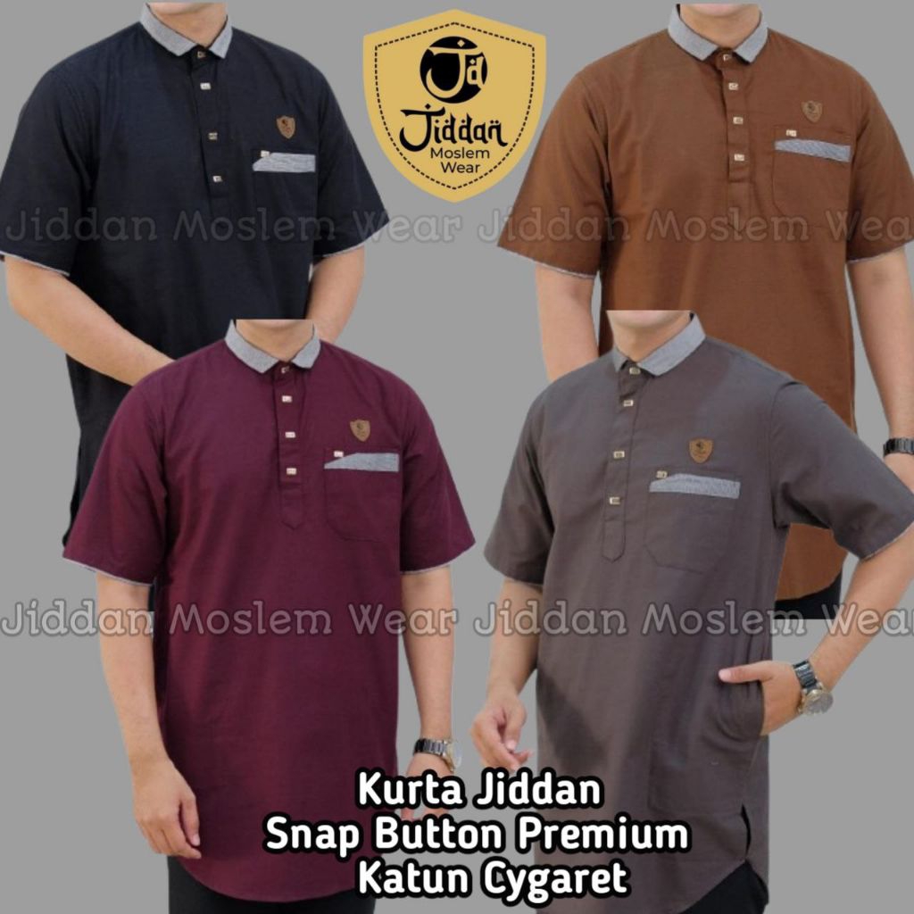 kurta snap button premium katun cygaret  original jiddan moslem wear