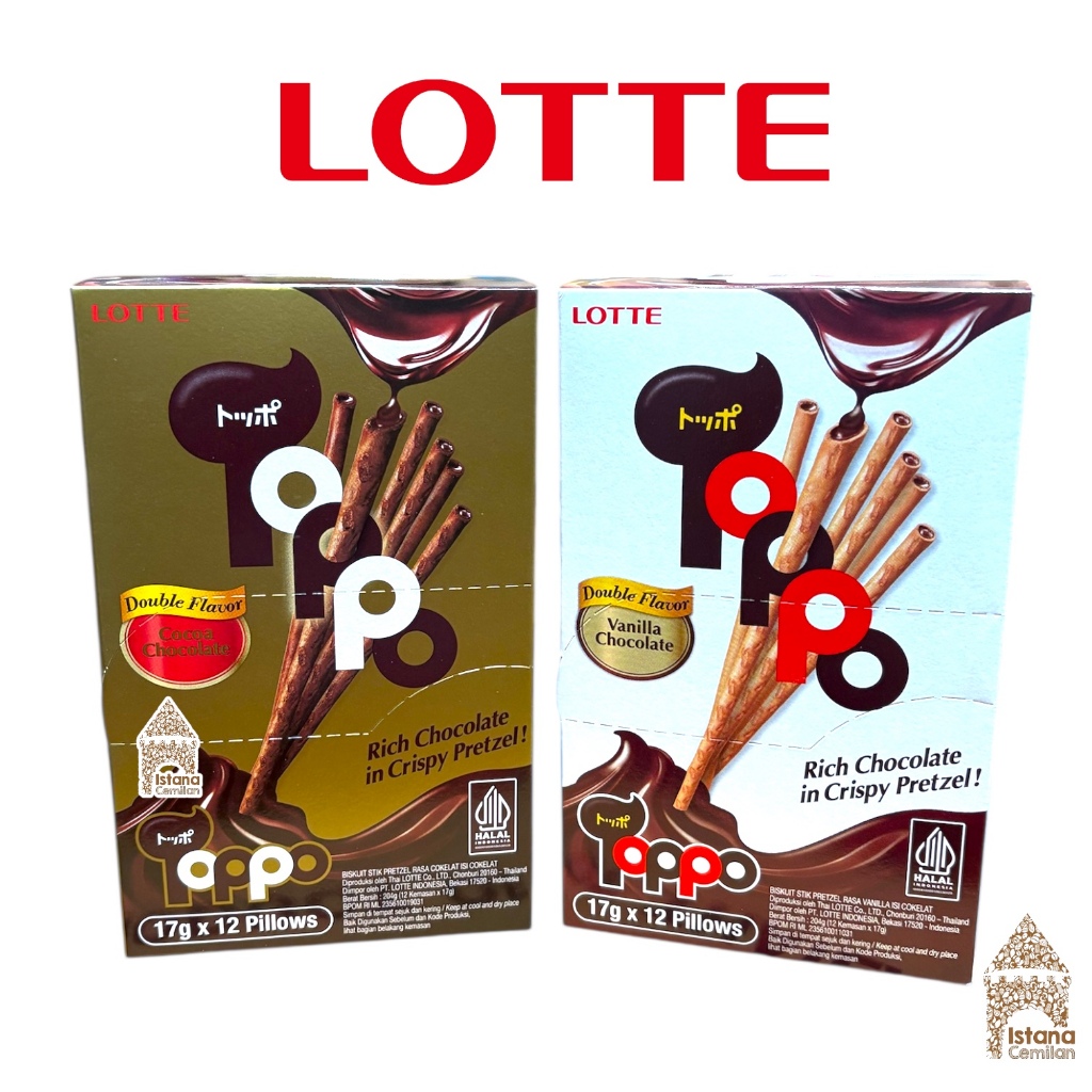 

Lotte TOPPO Biskuit Vanilla Chocolate Pretzel Stick (isi 12 bungkus)