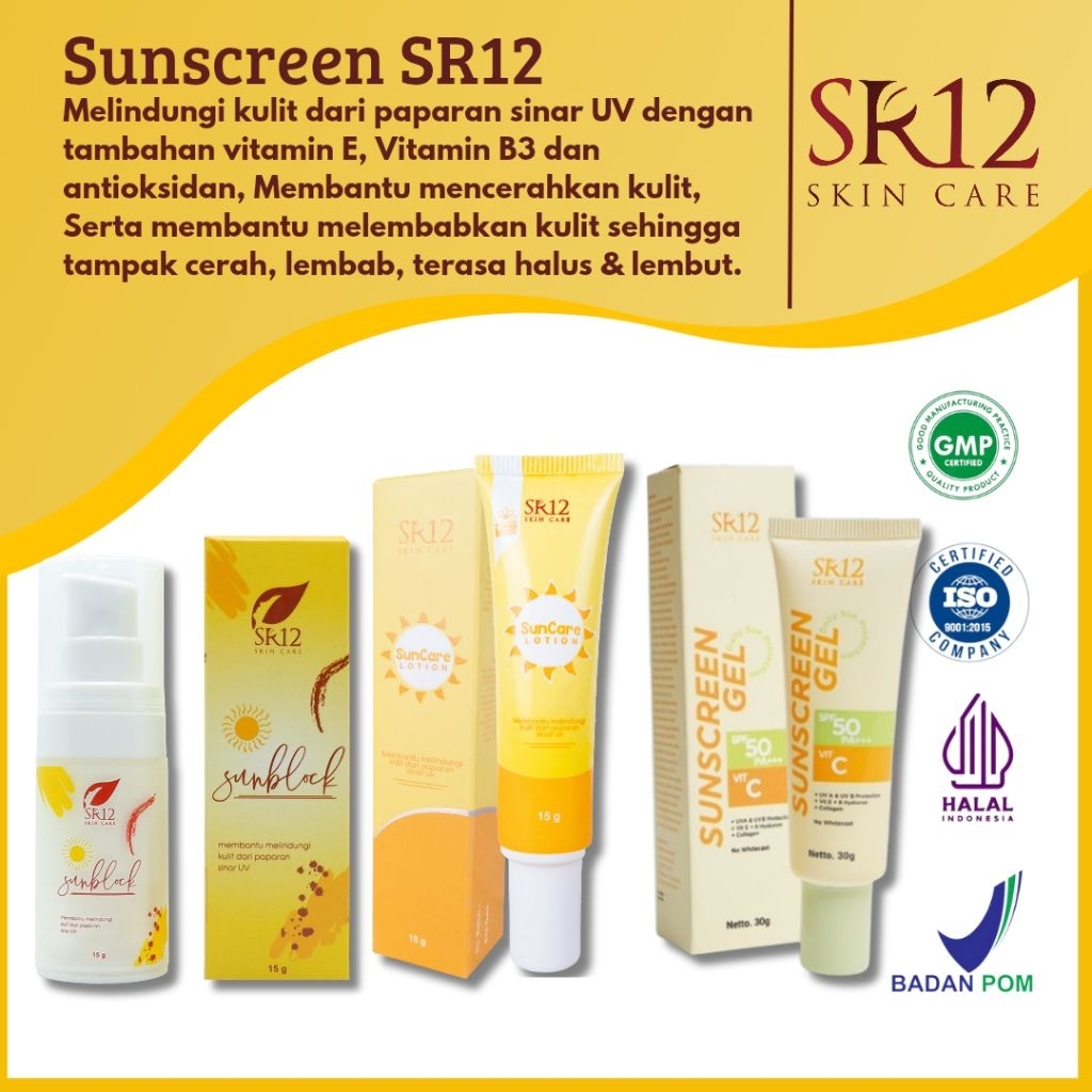 VARIAN SUNSCREEN SR12 / TRIO SUNSCREEN SR12 BPOM / SUNCARE SR12 SUNBLOK SR12 SUNSCREEN GEL SR12