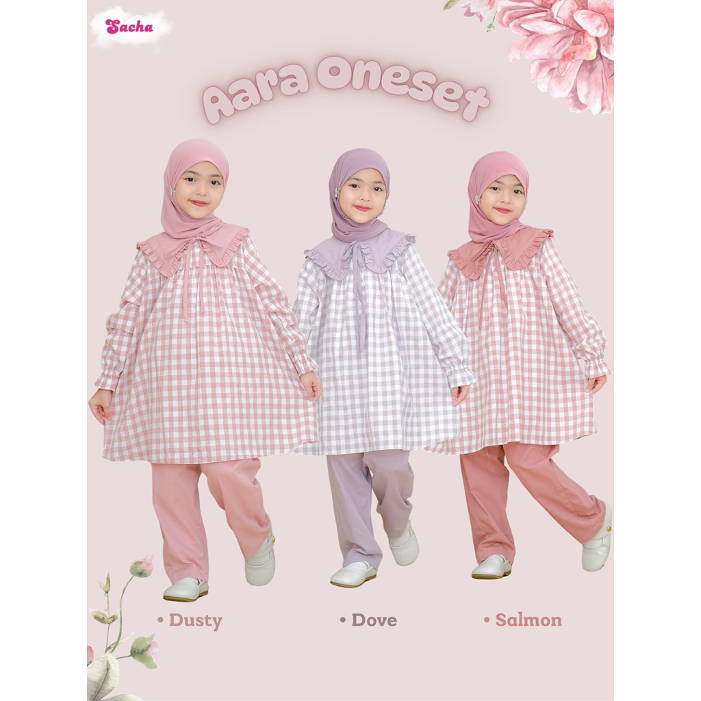 Aara Oneset By Sacha, Oneset anak,baju model kotak, setelan tunik anak