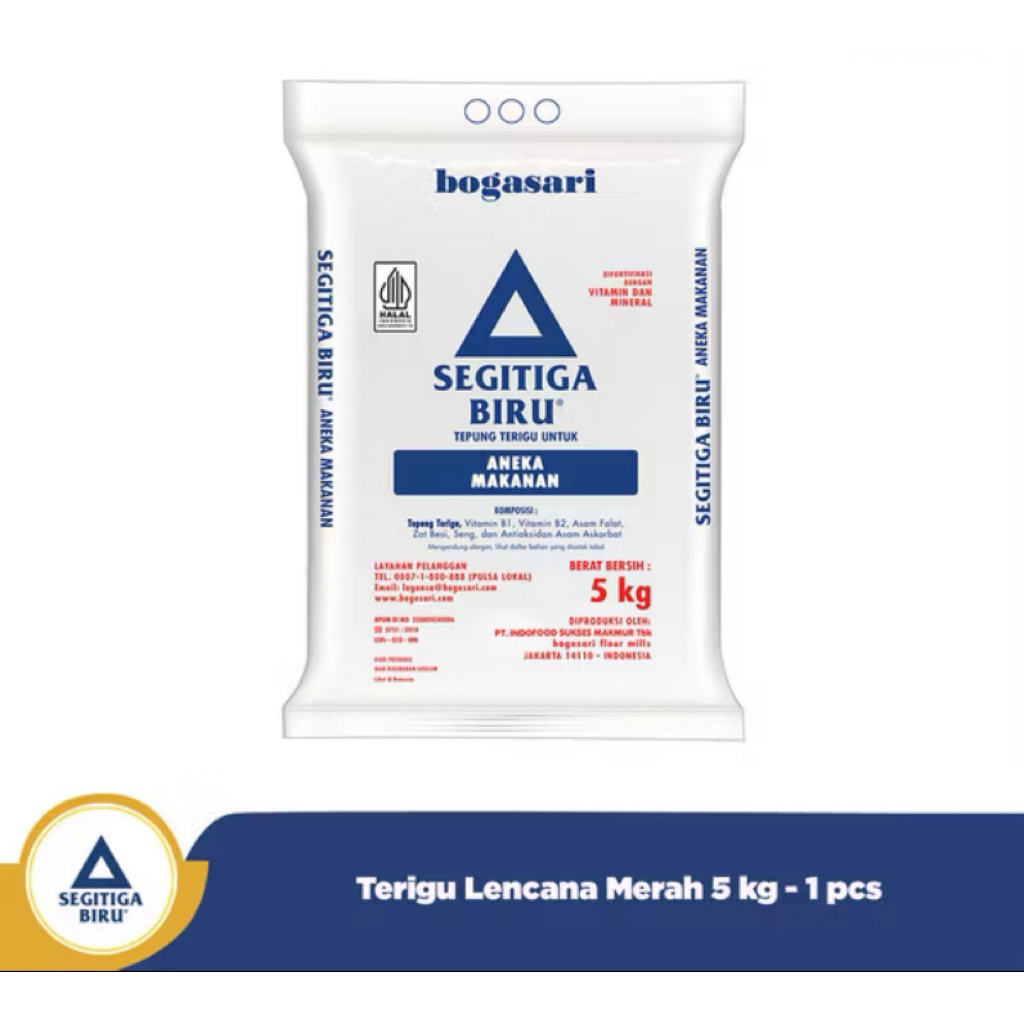 

Bogasari Segitiga Biru 5kg – Tepung Terigu Serbaguna Premium untuk Kue, Gorengan & Masakan | Sembako Express