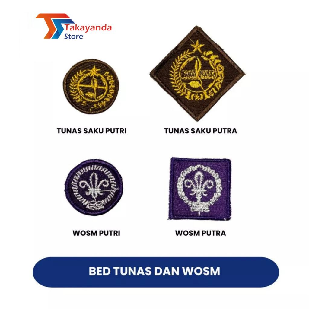 atribut Pramuka bed TUNAS SAKU, TUNAS PUTRI, WOSM PUTRA, WOSM PUTRI, kitri pandu dunia badge Bordir 