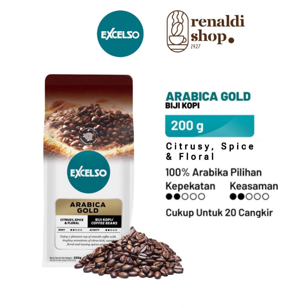 

Excelso Biji Kopi Arabica Gold 200gram - Coffee Beans
