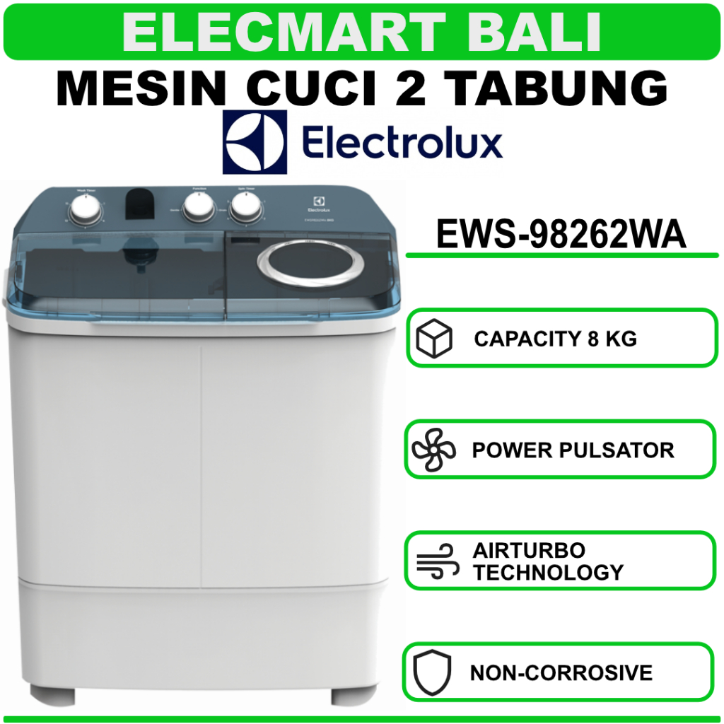 Mesin Cuci 2 Tabung 8 Kg Electrolux EWS-98262WA EWS98262WA