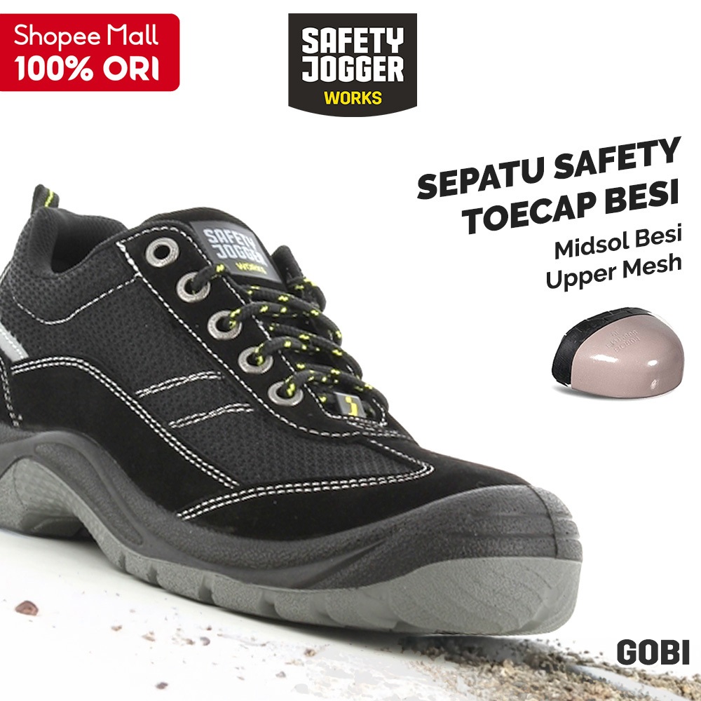 Sepatu Safety Jogger Gobi Ujung Besi Perlindungan Tapak Besi Sol Bahan PU