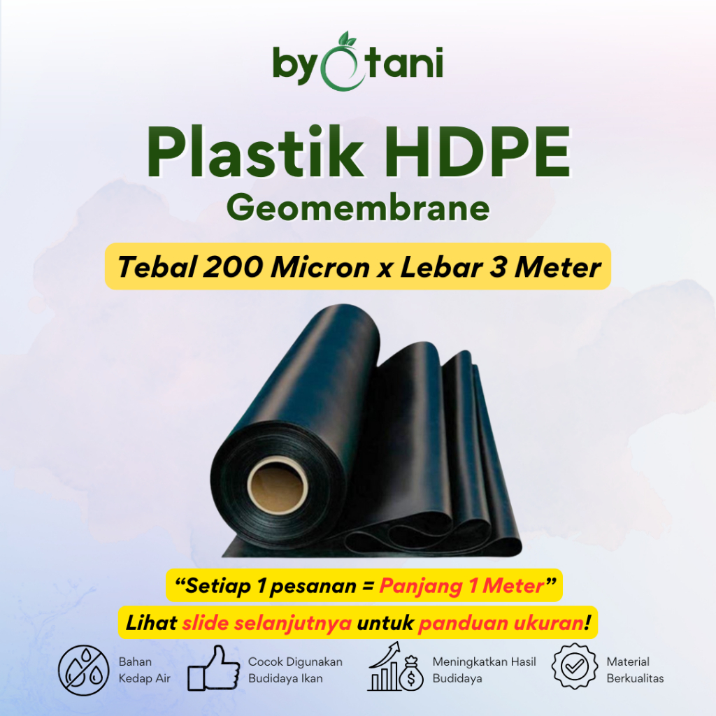 Plastik HDPE Geomembrane Tebal 200 Micron Lebar 3 Meter