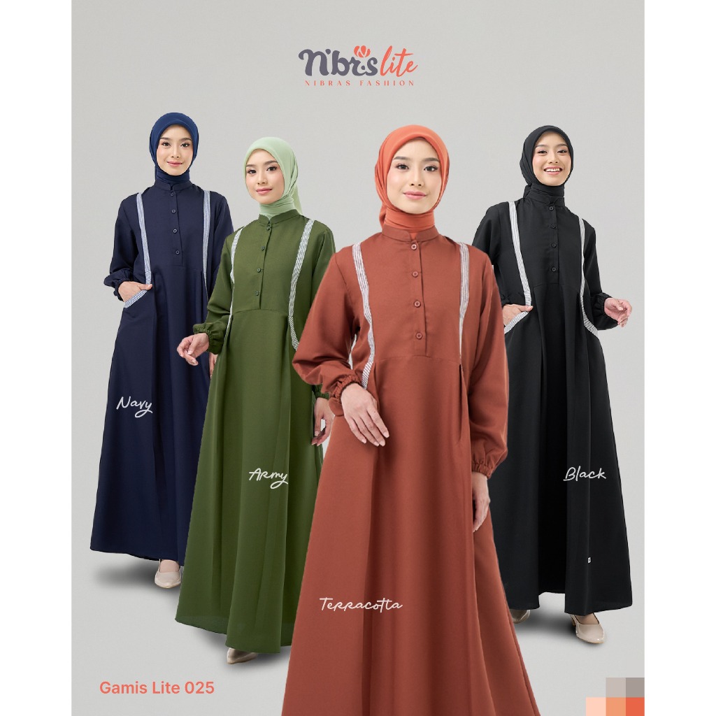 GAMIS LITE 025  Bahan Berry Skin mix motif salur ventura By NIBRAS GAMIS FASHION SIMPLE ELEGANT NEW 