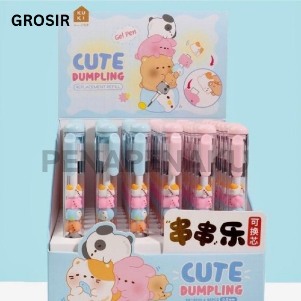 

GROSIR PENA KUKI CUTE DUMPLING/1box isi 48/KK-8110/ballpoint kuki premium/ gel pen klik