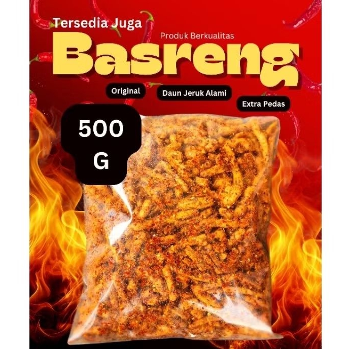 

500g Basreng MAKARONI Original Pedas Daun Jeruk 20rb Sultan Cianjur Cemilan Enak Tranding Bisa COD