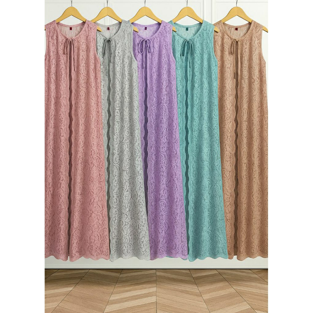 Outer Brukat Etnik Kondangan Premium Jumbo Panjang Kekinian Tanpa Lengan /Motif bunga timbul